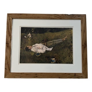 Andrew Wyeth’s “The Berry Picker” Framed in American Chestnut For Sale