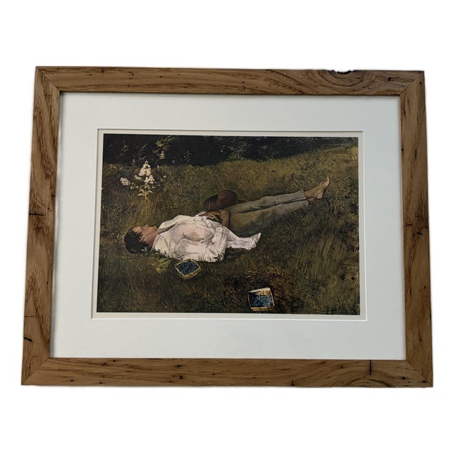 Andrew Wyeth’s “The Berry Picker” Framed in American Chestnut For Sale