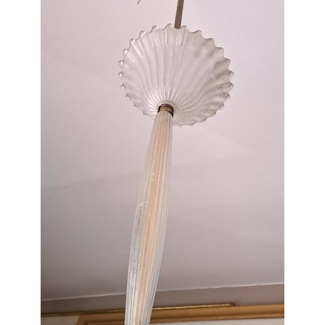 Vintage Glass and Brass Chandelier, 1970s For Sale - Image 4 of 7