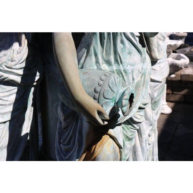 Monumental Classical Greco-Roman Bronze Garden Fountain Life-Sized Females 20th Century For Sale - Image 16 of 18