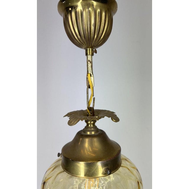 Vintage Ceiling Lamp Made Of Brass And Yellow glass Pendant Chandelier Amazing Wall or Ceiling Chandelier. A wall-ceiling...