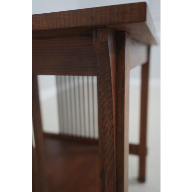 Brown Stickley Mission Oak Two-Tier Square Lamp Table For Sale - Image 8 of 14