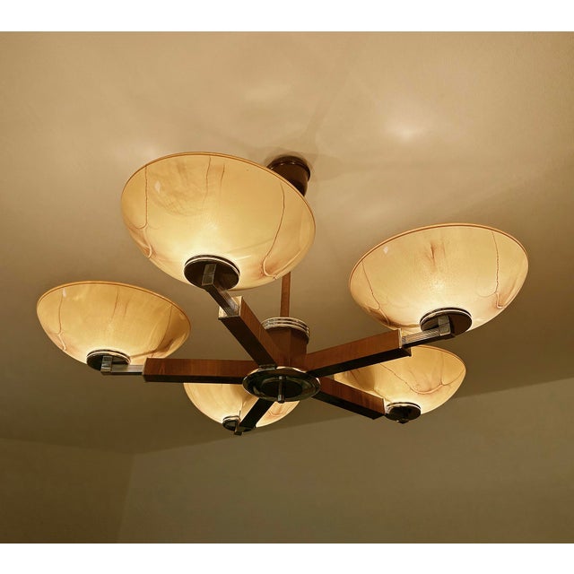 Large Art Deco Chandelier, 1930s For Sale - Image 4 of 15