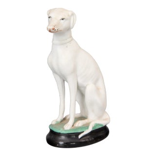 Antique 19th Century English Staffordshire Bisque Whippet Dog For Sale