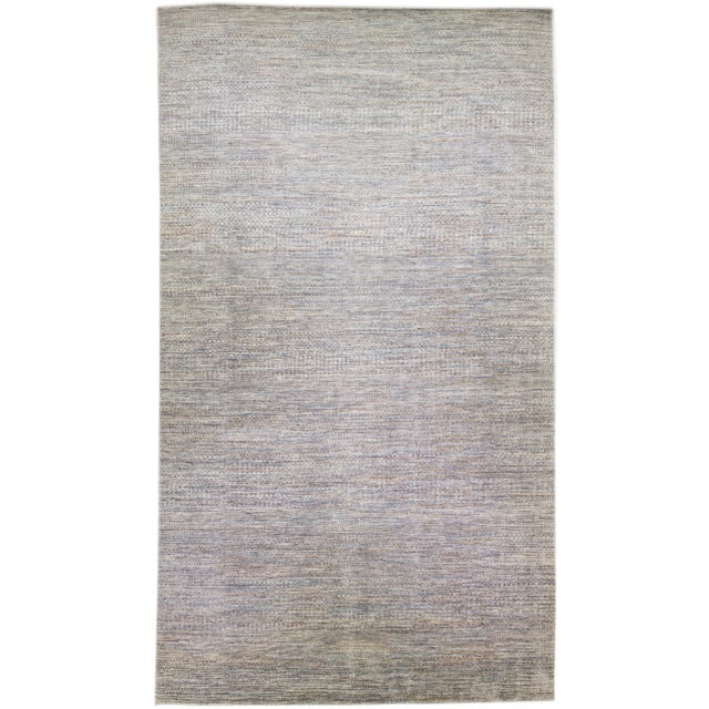 Gray Gray Modern Savannah Handmade Geometric Oversize Wool Rug For Sale - Image 8 of 8