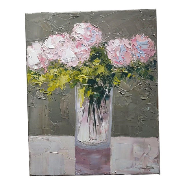 Vivek Mandalia, Pink Roses, Oil on Canvas For Sale