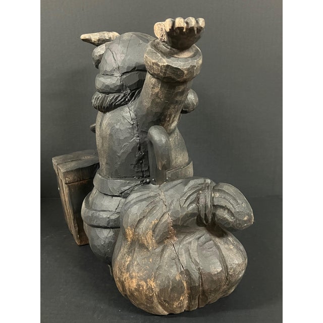 Vintage Hand Carved Wooden Santa Claus Paper Mache Molding Block Sculpture For Sale - Image 10 of 10