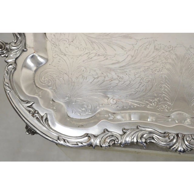 Metal Vintage Fb Rogers Silver Co 2377 Silver Plated Serving Tray For Sale - Image 7 of 11