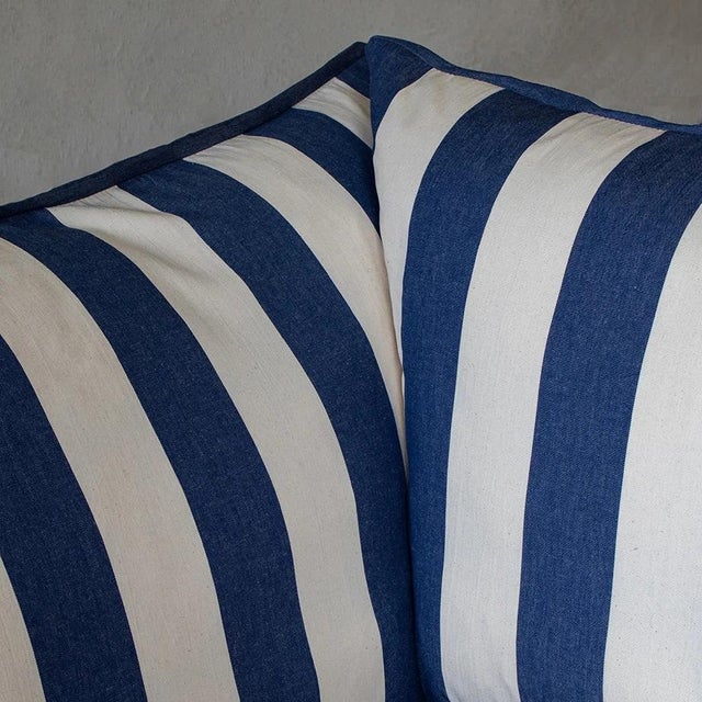 Ink Blue Sophie Conran Coco 2.5 Seater Sofa - Sea Holly Blue Stripes with Knife Edge Cushion For Sale - Image 8 of 12