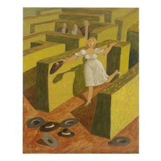 Alberto Gallerati, The Hatter, Oil on Canvas, 1970s For Sale