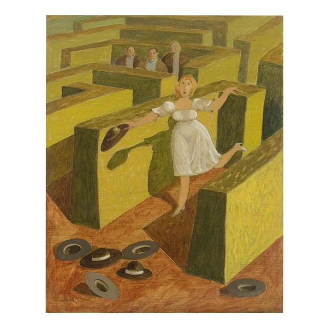 Alberto Gallerati, The Hatter, Oil on Canvas, 1970s For Sale