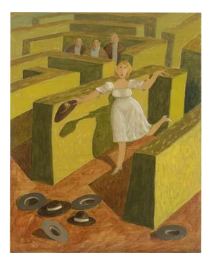 Alberto Gallerati, The Hatter, Oil on Canvas, 1970s