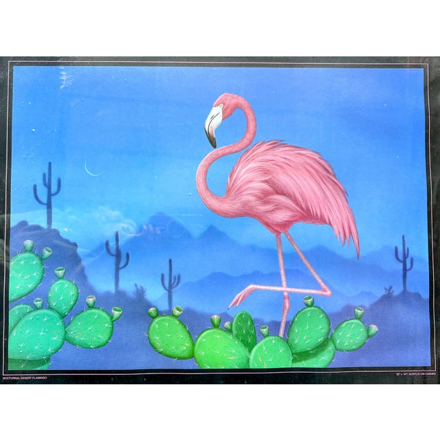 1980s Original Poster Nocturnal Desert, Flamingo, by Michael Morrow, Santa Fe For Sale - Image 10 of 12