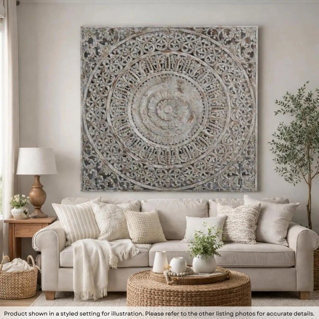 Transform your home into a sanctuary of timeless beauty with our Oversized 72 Inch Hand Carved Wood Wall Panel. This...