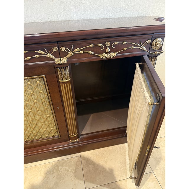 Regency Mahogany Inlaid Credenza W/Brass Grill Inset Doors For Sale - Image 16 of 18