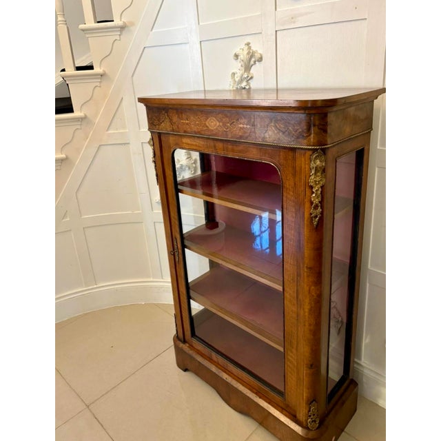 Antique Victorian Inlaid Burr Walnut Pier Cabinet, 1860 For Sale - Image 12 of 13