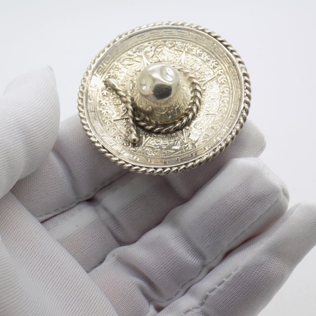 Curious vintage miniature depicting a traditional Mexican sombrero, produced between the 1970s and 1980s in authentic...