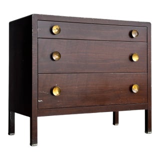 Vintage Norman Bel Geddes for Simmons Steel Chest of Drawers With Removable Mirror & Brass Pulls, C. 1930s For Sale