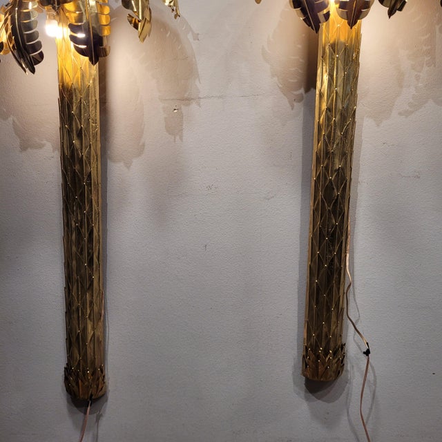 Palm Tree Lamps in Gilt Brass by Christian Techoueyres for Maison Jansen, France, 1970s, Set of 2 For Sale - Image 14 of 18