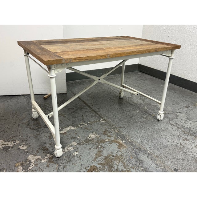 Industrial Restoration Hardware Flatiron Desk For Sale - Image 3 of 12