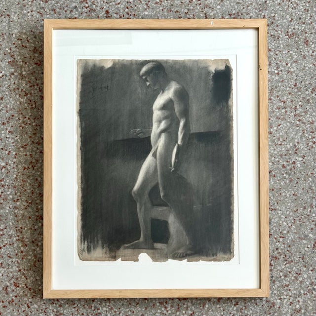 Figurative Vintage Boho Sketch of Man on Paper For Sale - Image 3 of 6