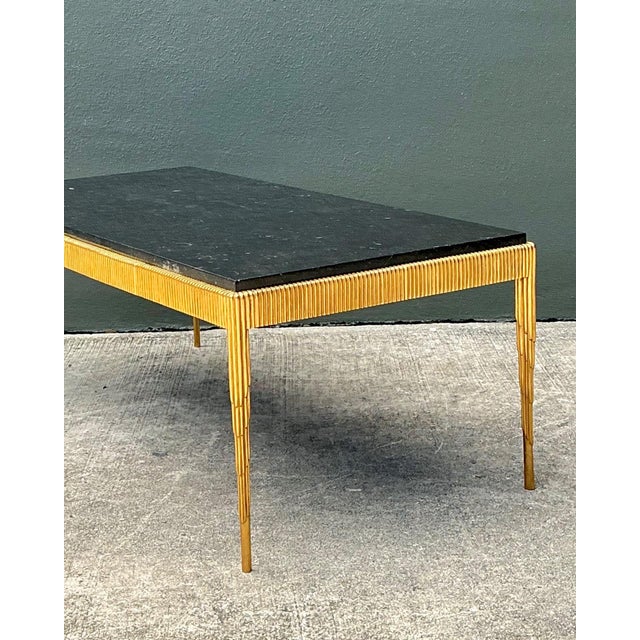 Vintage Gilt Metal and Stone Cocktail Table For Sale - Image 9 of 10