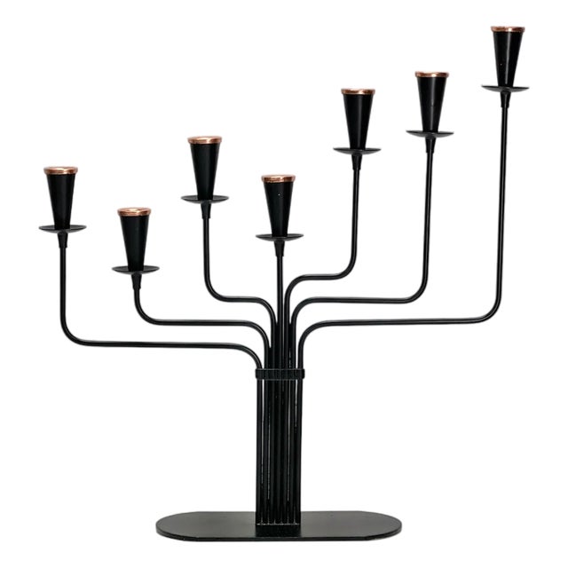 Mid-Century Modern Candleholder in Copper and Metal by Gunnar Ander for Ystad-Metall, 1960s For Sale
