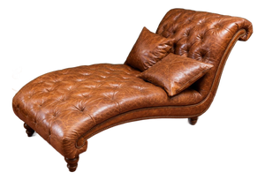 Vintage Cognac Leather Chesterfield Chaise Lounge, Attributed to Ralph Lauren Home