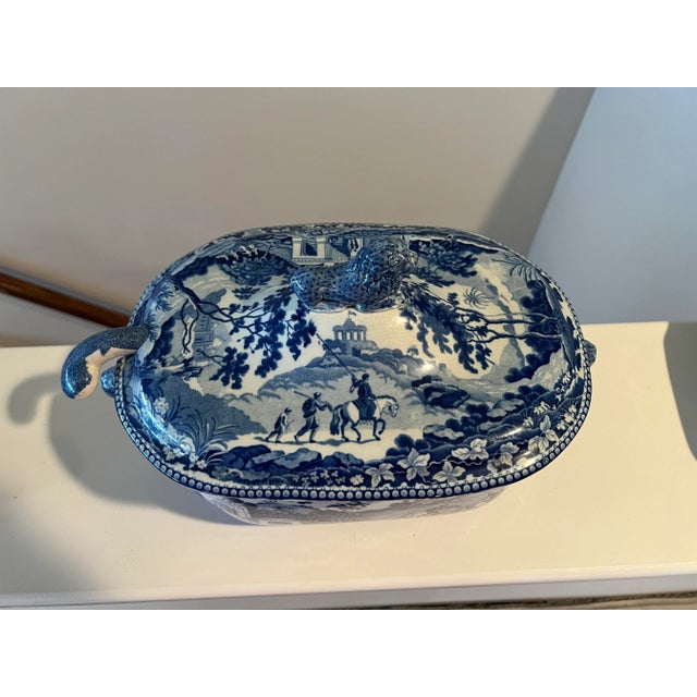 Ceramic John Rogers Staffordshire "Musketeer" Pattern Soup Tureen & Under Tray C. 1820 For Sale - Image 7 of 11