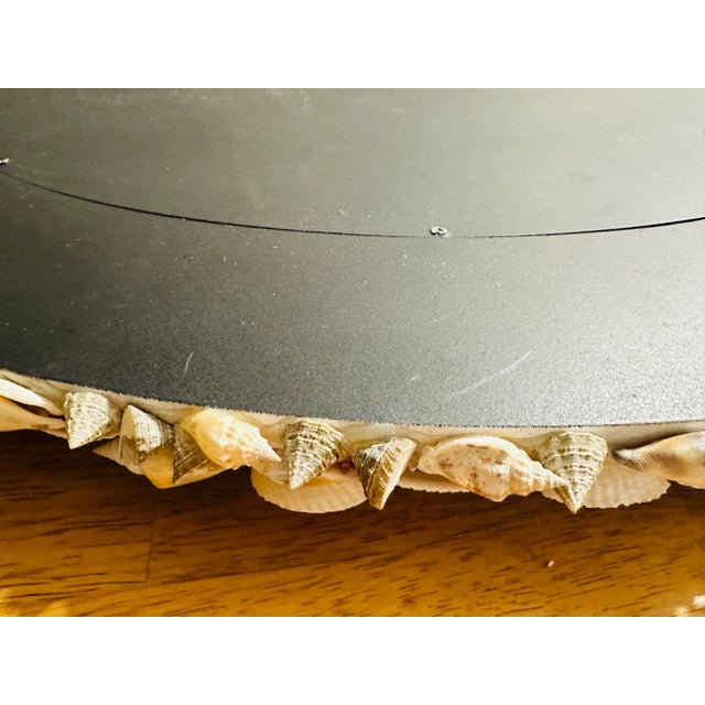 Glass Palm Beach Seashell Encrusted Round Mirror Circa 1970s For Sale - Image 7 of 9