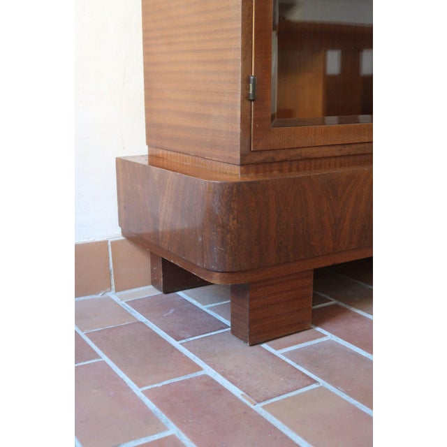 Glazed Walnut Bookcase with Stepped Plinth Base, 1960s For Sale - Image 6 of 18