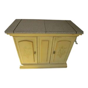 1970s Hollywood Regency Buffet Sideboard Storage Extended Top Cream Yellow