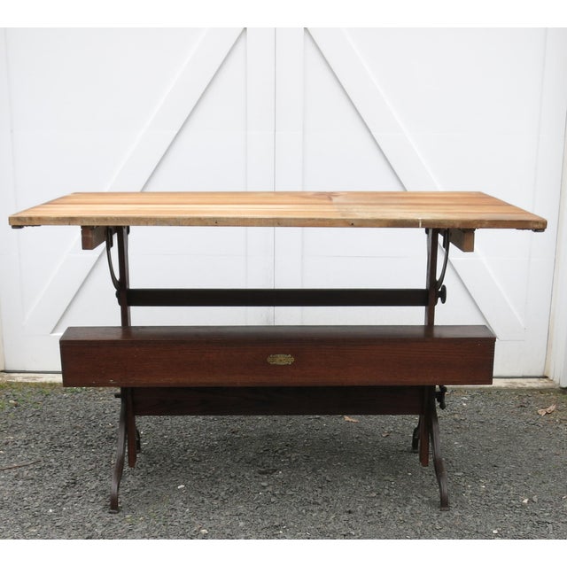 1920s Antique Dietzgen Drafting Table Cast Iron Legs Tool Box Chairish
