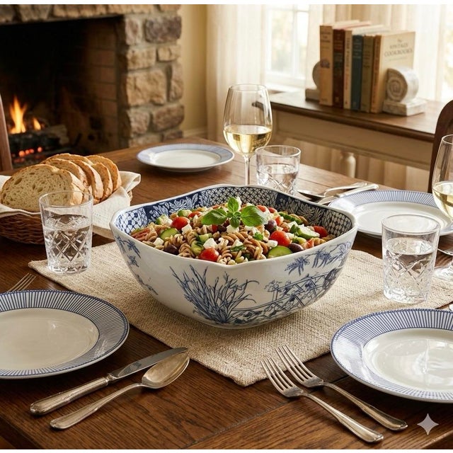 Authentic Late-Victorian English Transferware Copeland Blue and White Serving Bowl For Sale - Image 11 of 12