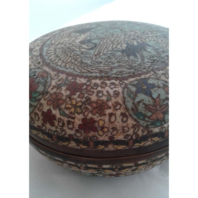 A fine antique Japanese cloisonné lidded vessel dating from the late Meiji to Taisho period (circa 1900–1920). Design &...