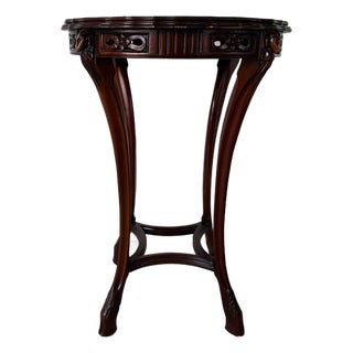 Vintage Regency Style Carved Mahogany Ram Head Accent Table For Sale