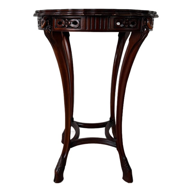 Vintage Regency Style Carved Mahogany Ram Head Accent Table For Sale