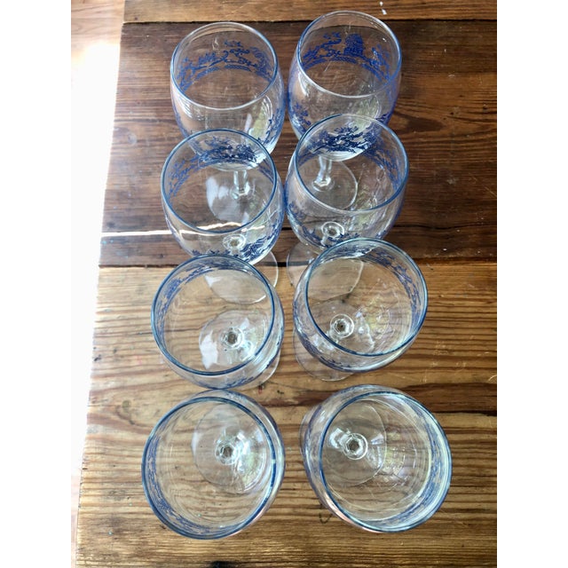 Mid 20th Century Blue Willow Wine Glasses Set 8 For Sale - Image 11 of 12