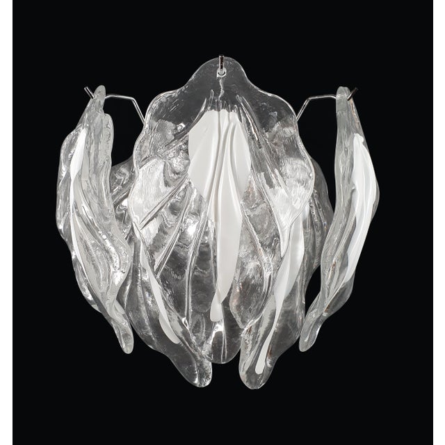 Vintage Wall Sconce with Handmade Murano Glass Leaves, 1981 For Sale - Image 6 of 6