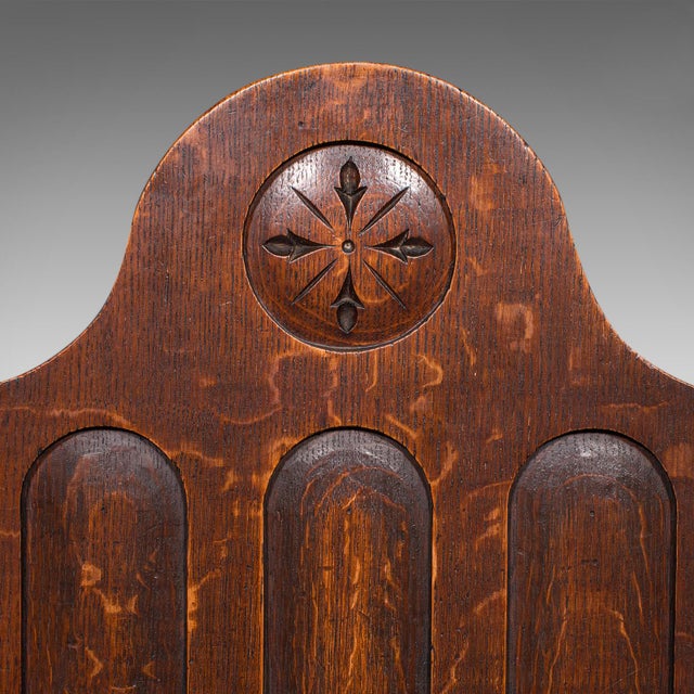 Brown Antique Gothic Revival Hall Chair, Scottish Oak, Reception Seat, Victorian, 1870 For Sale - Image 8 of 12