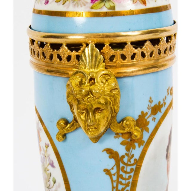 French Duck Egg Blue Sevres Urns, 19th Century, Set of 2 For Sale - Image 17 of 18