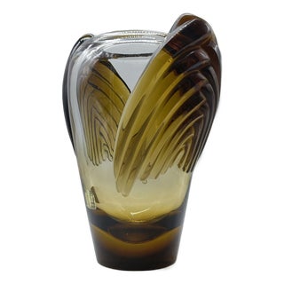 Vintage Marrakech Amber Crystal Vase by Marie-Claude Lalique for Lalique, 1970s For Sale
