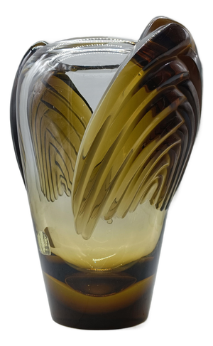 Vintage Marrakech Amber Crystal Vase by Marie-Claude Lalique for Lalique, 1970s