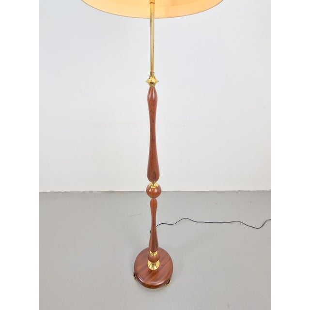 1960s Vintage Scandinavian Floor Lamp in Teak and Brass, 1960s For Sale - Image 5 of 8