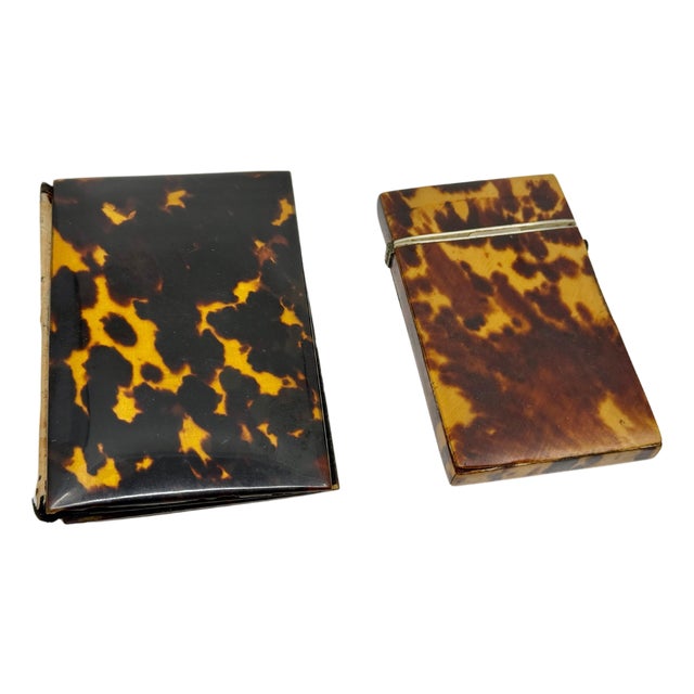 19th Century Pair of Victorian English Horn Card Carrying Cases For Sale