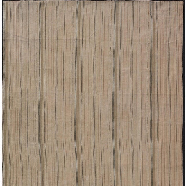 Turkish Vintage Kilim Rug With in Earthy Tones With Stripes 7'6" X12'8" For Sale - Image 4 of 10