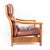 This unique wooden armchair upholstered with genuine leather was probably designed in eighties by a Czech interior...