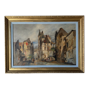 Jan Vogel ( 1892- 1984) " City" Impressionist Abstract Oil on Canvas Painting