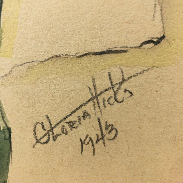 American 1943 Fashion Design Series Watercolor Painting, Gloria Hicks (American, 1916-) - #Sw-6w For Sale - Image 3 of 8