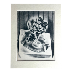 Vtg 1939 Print in 11x14 Mat, Ready to Frame: Yasuo Kuniyoshi, "Grapes in a Bowl"